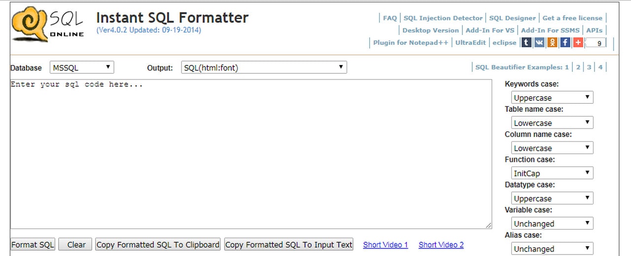 Instant SQL Formatter
