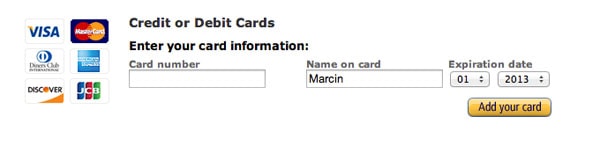 Amazon Credit Card UI Design Pattern